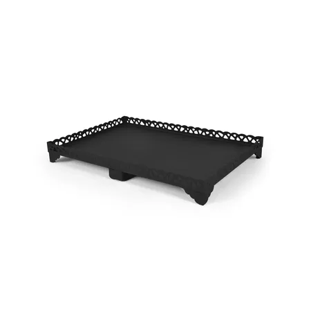 AKTÜRKLER Mat Siyah Lazer kesim Dikdörtgen Soba Altlığı Orta boy 63x90
